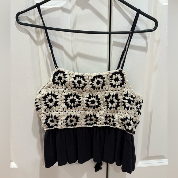 Crochet Patchwork Peplum Cami Top - Picture 3 of 6